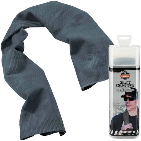 Chill-Its By Ergodyne Cooling Towel, Machine-Washable, 13"x29-1/2", Gray EGO12438